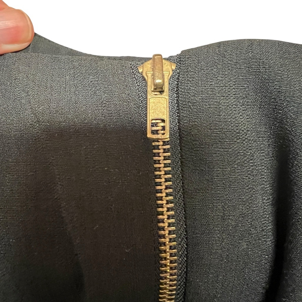 Lulus Black Shift Dress Medium Short Sleeve Gold Zipper Back Casual Chic - Picture 3 of 15